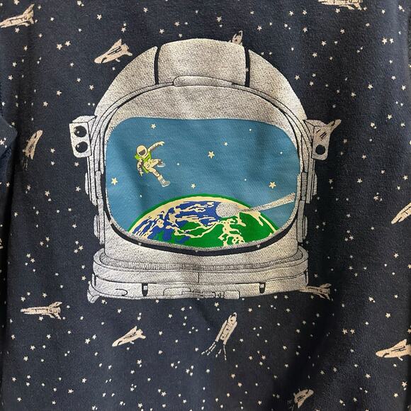 MINI BODEN Astronaut Space Glow In The Dark Pullover Sweatshirt Size 4-5Y - Picture 2 of 6